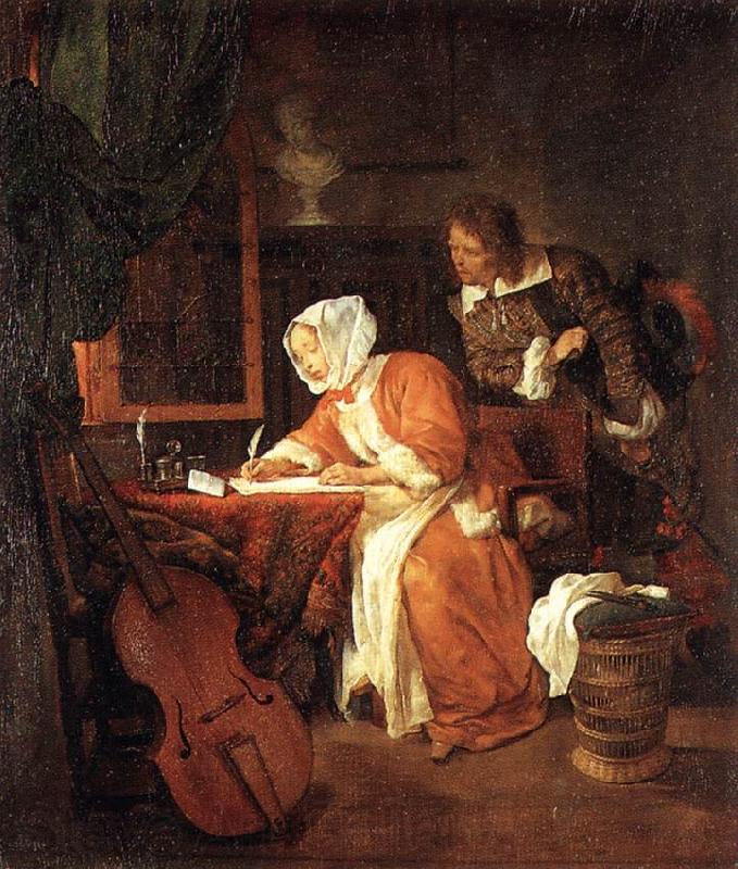 METSU, Gabriel The Letter-Writer Surprised sg Norge oil painting art